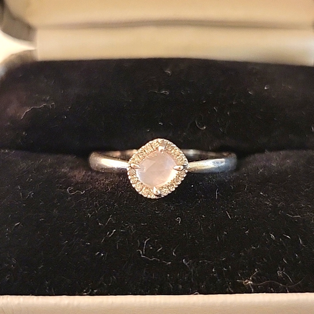 Rough cut pink sapphire ring